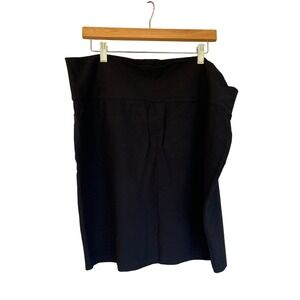 Eileen Fisher Black Knit Stretch Midi Skirt XL‎ Career Work
